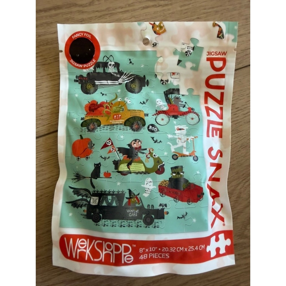 WerkShoppe Puzzle Snax Monster Cars 48 Piece Jigsaw Puzzle Helen Black Foil 8x10